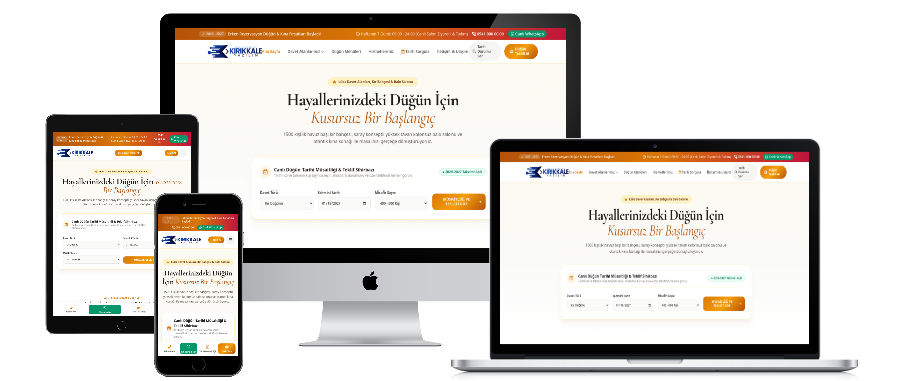 Düğün Salonu, Kır Bahçesi ve Balo Mekanları Kurumsal Web Yazılımı