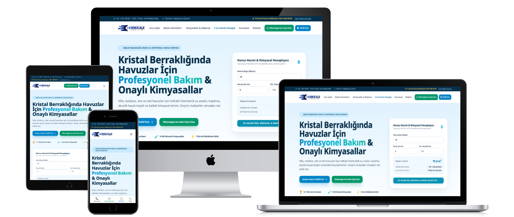 Havuz Bakımı, Kimyasalları ve Yapımı Kurumsal Web Yazılımı