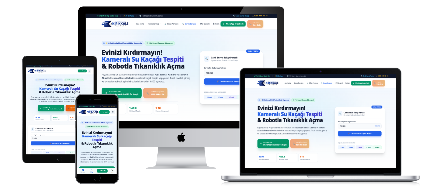Kameralı Su Kaçağı Tespiti, Robotla Tıkanıklık Açma ve Sıhhi Tesisat Web Yazılımı