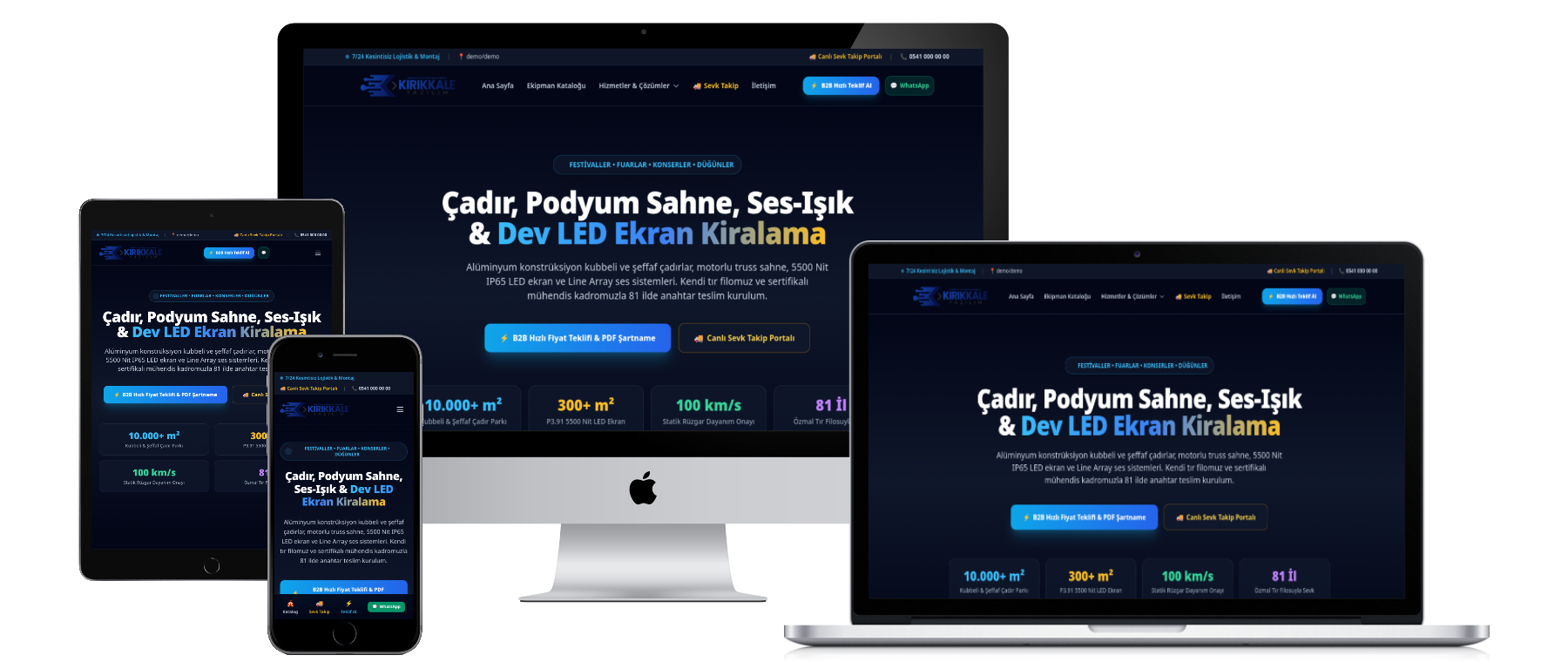 Sahne, Ses-Işık, LED Ekran ve Çadır Kiralama Kurumsal Web Yazılımı