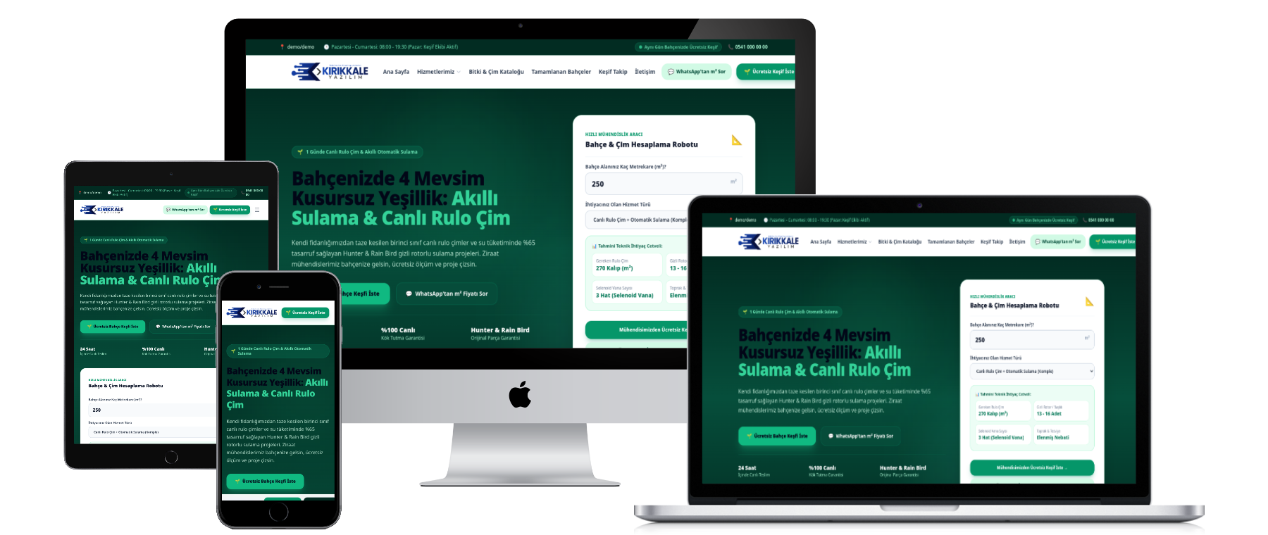 Canlı Rulo Çim, Otomatik Sulama ve Bahçe Peyzaj Kurumsal Web Yazılımı