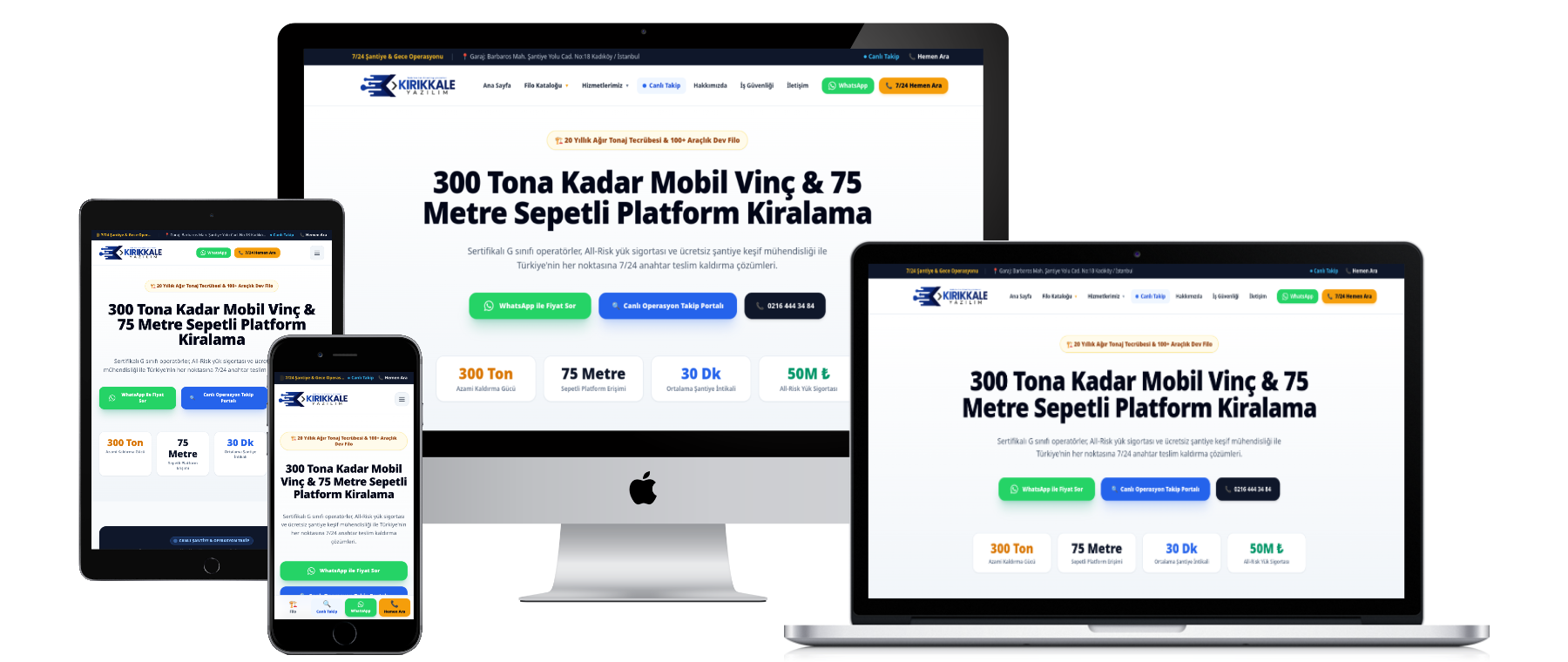 Ağır Tonajlı Mobil Vinç, Hiyap ve Sepetli Platform Kiralama Web Yazılımı